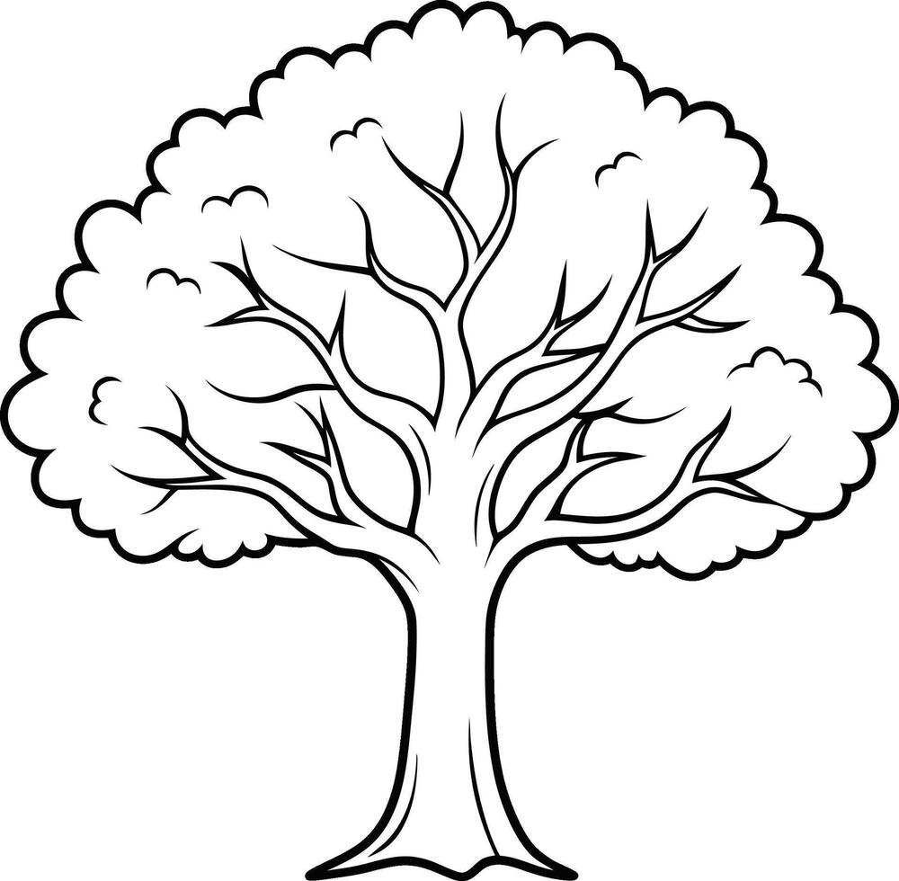 Silhouette of Oak Tree on white background eps 10 vector