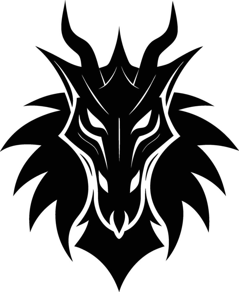 dragon head silhouette illustration eps 10 vector