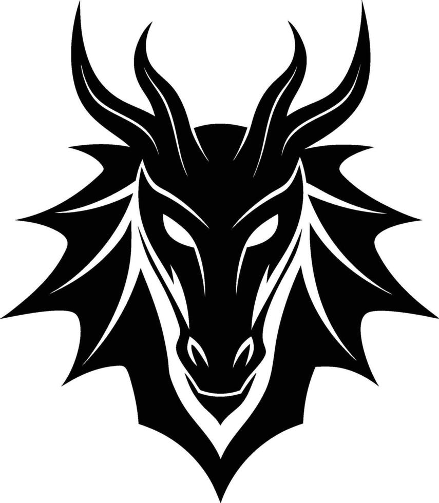 dragon head silhouette illustration eps 10 vector