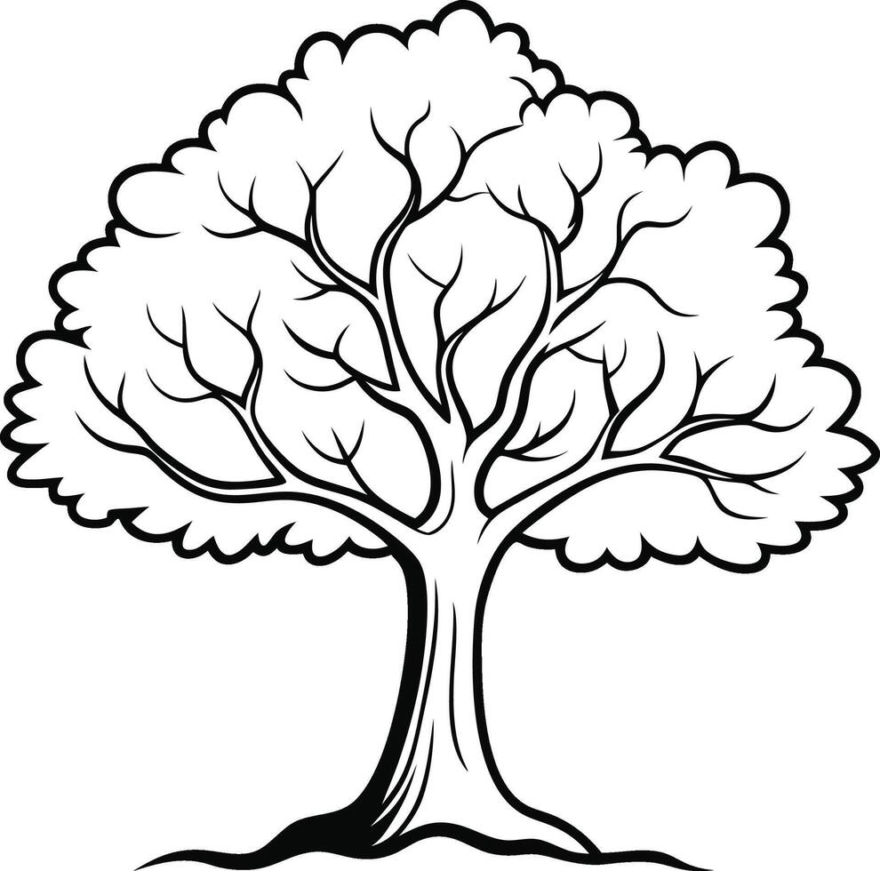 Silhouette of Oak Tree on white background eps 10 vector