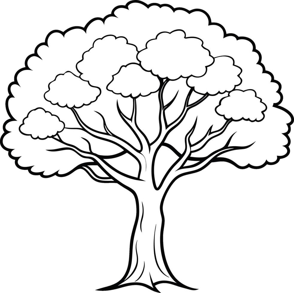 Silhouette of Oak Tree on white background eps 10 vector