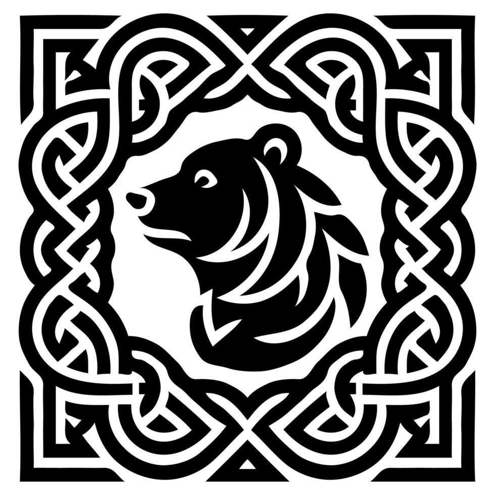 Intricate Celtic Knotwork Bear Head Design vector