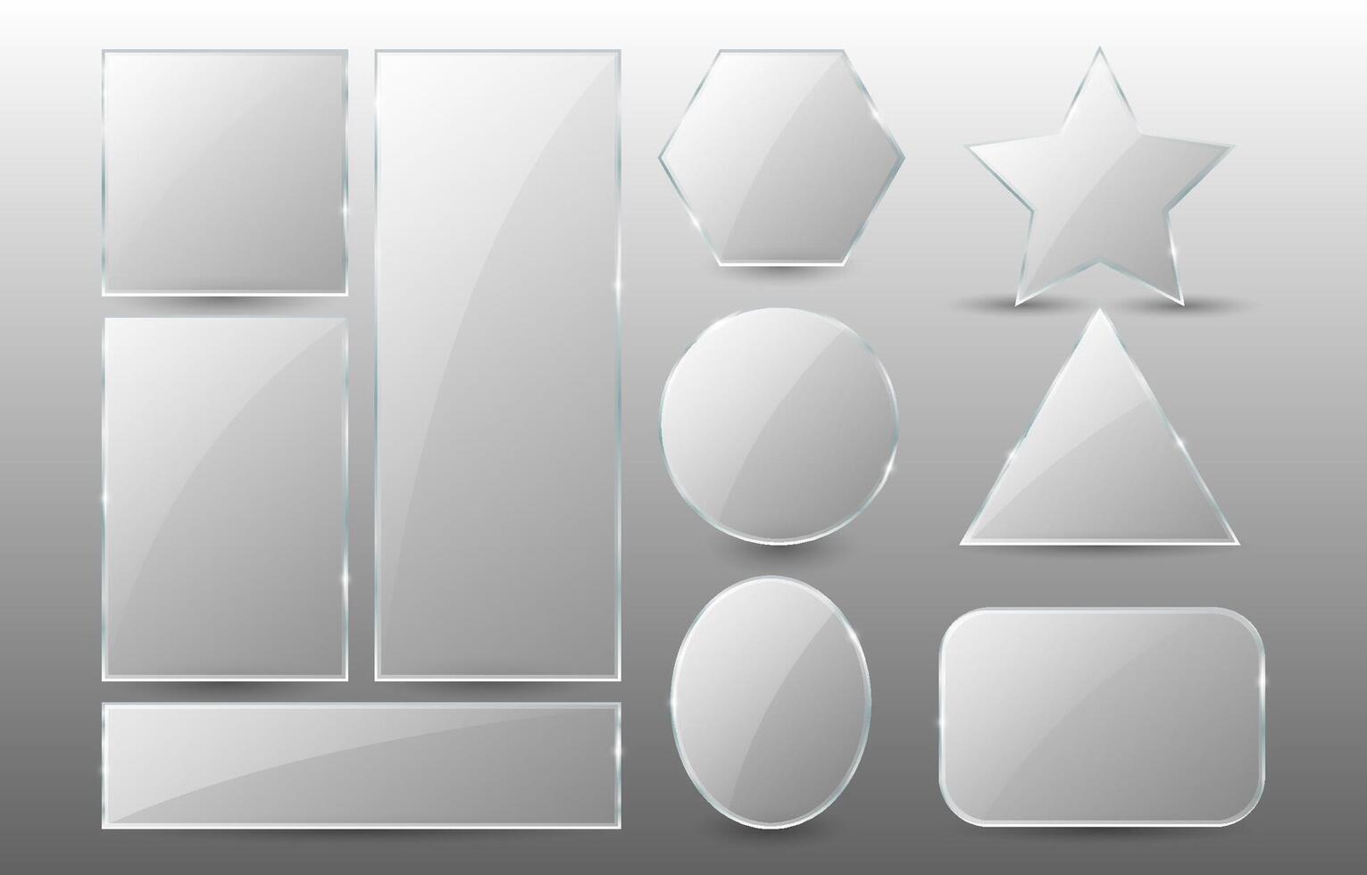 A set of white transparent Glass banners with highlights in the style of glassmorphism vector