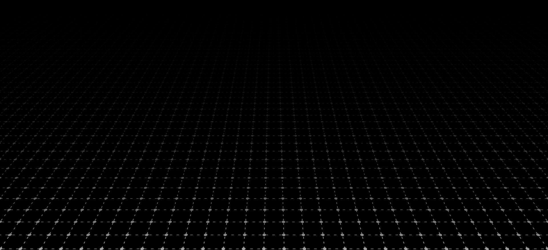 Elegant black background with perspective grid lines creating a square pattern vector