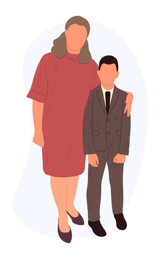 Silhouette of a mother with her son, a grandmother with her grandson, a teacher with a student, hugging vector