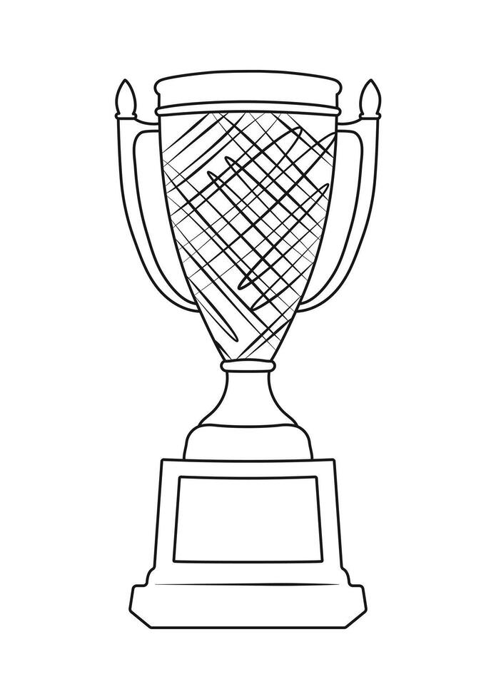 Sketch of trophy, goblet, cup, chalice. Victory symbol vector