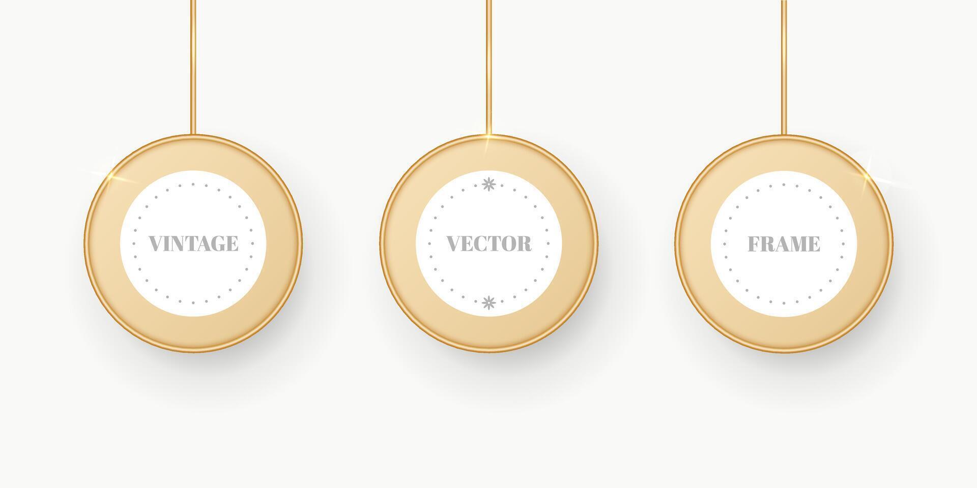 Gold glowing vintage frame. Frame template vector
