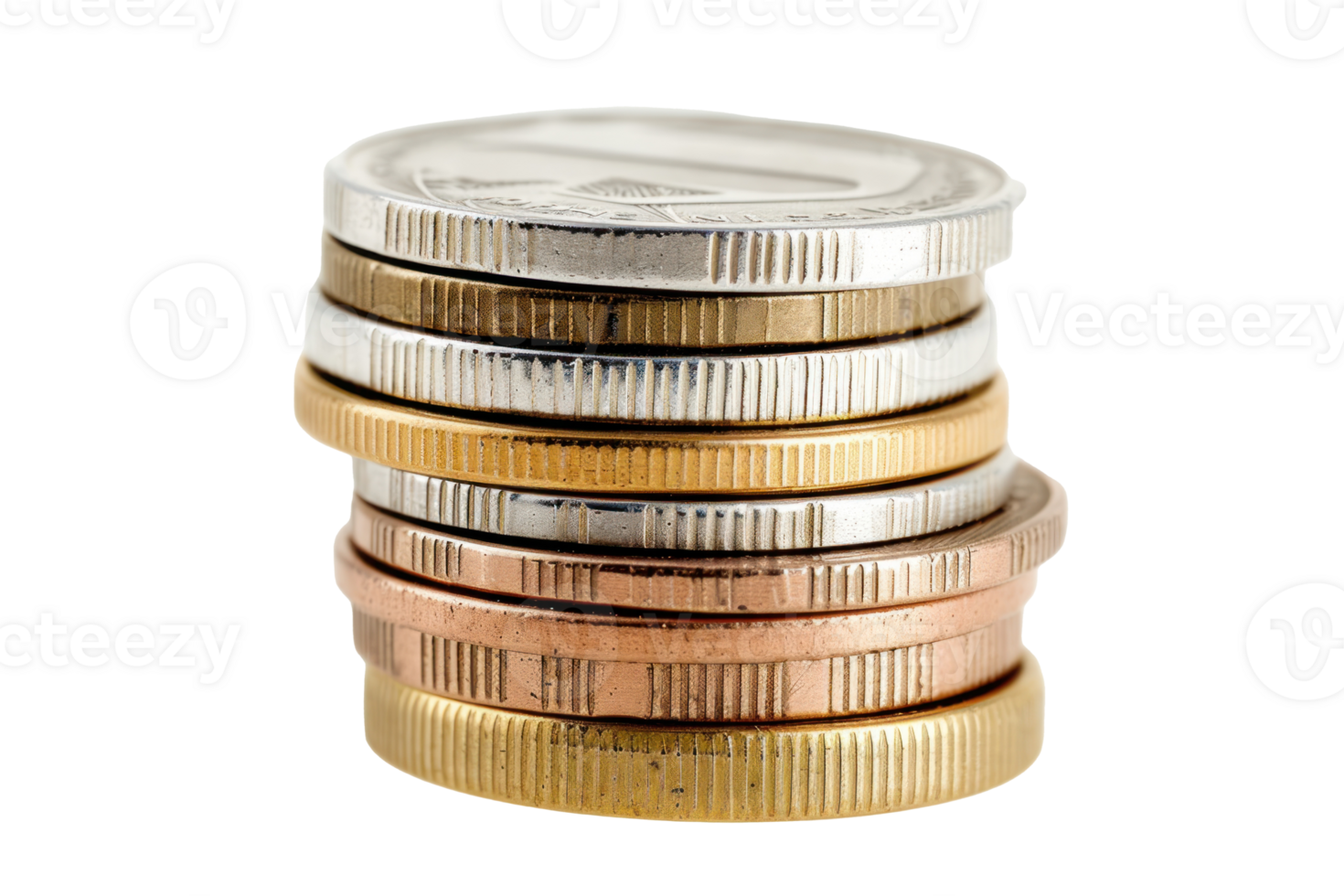 a stack of coins on a transparent background png