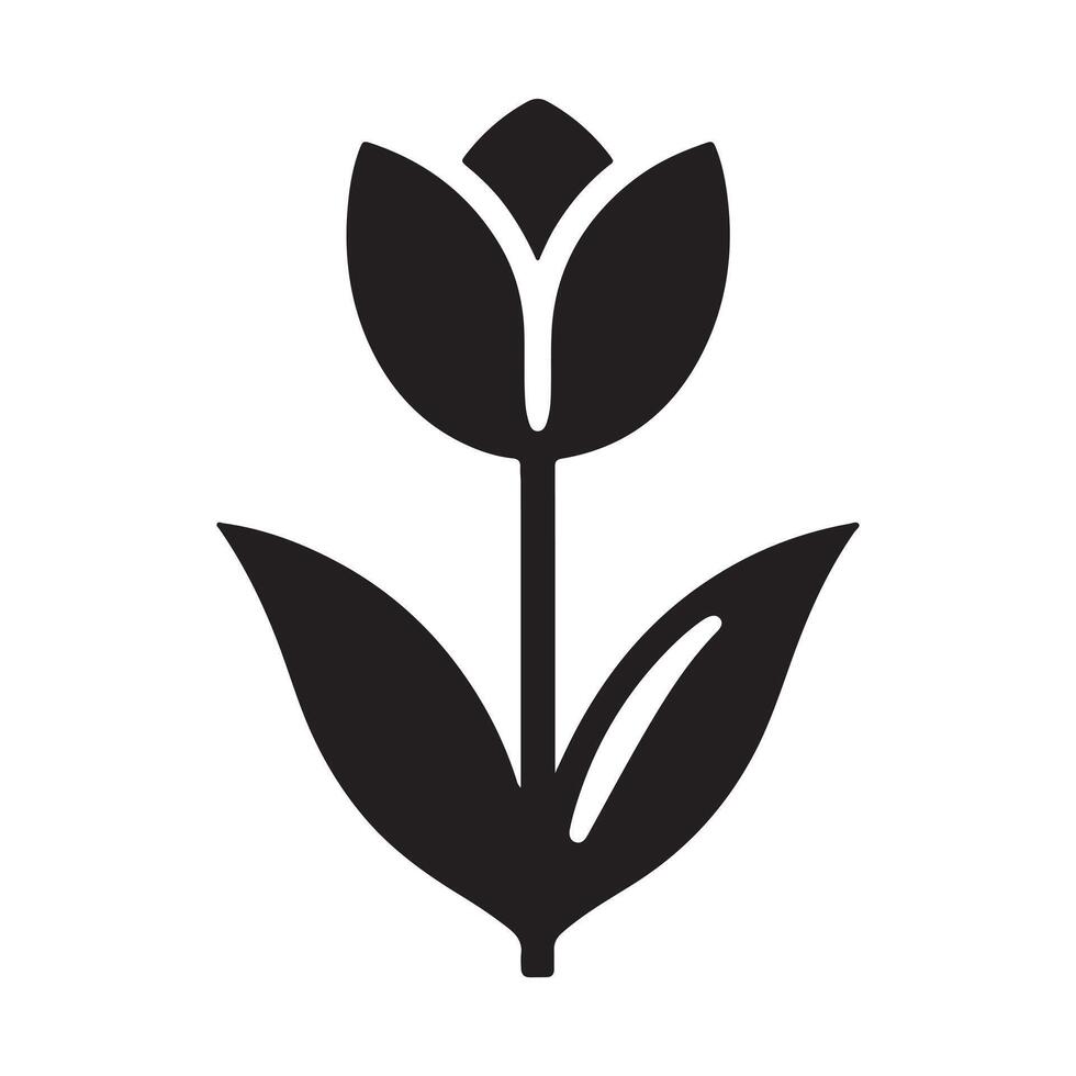 tulip flower silhouette - flat design icon with a white background vector