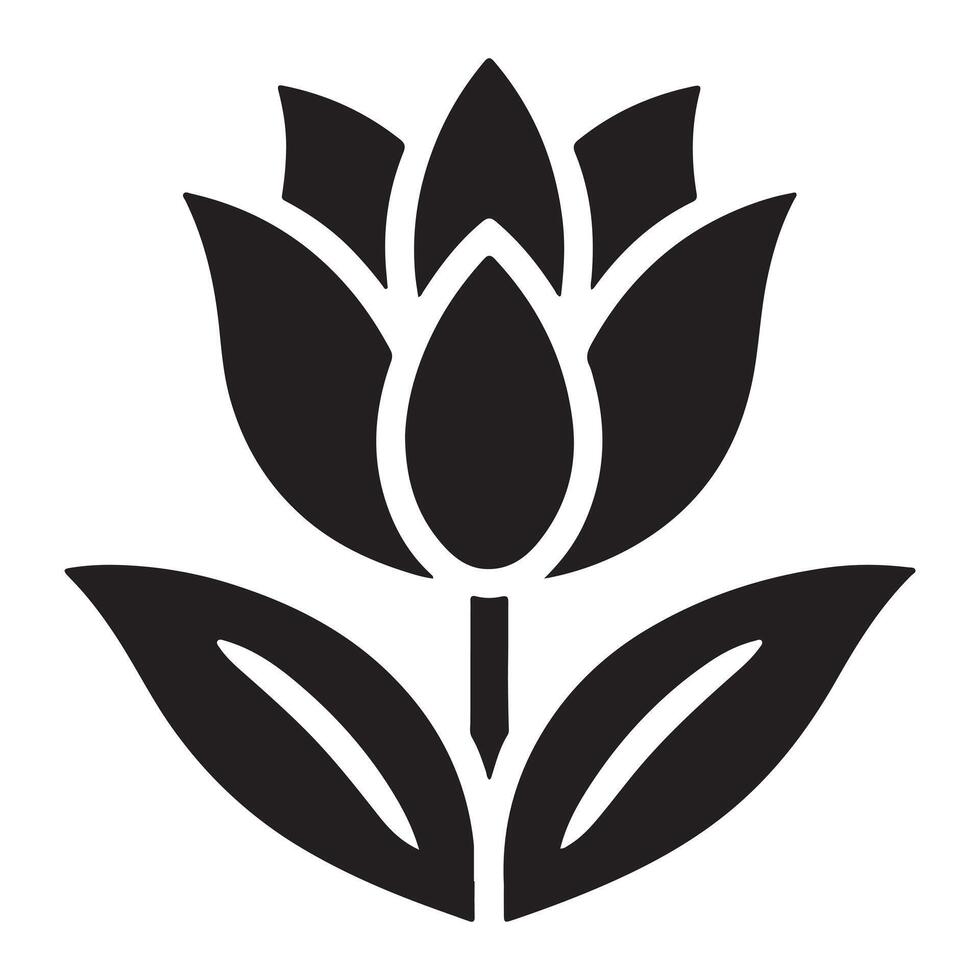 tulip flower silhouette - flat design icon with a white background vector