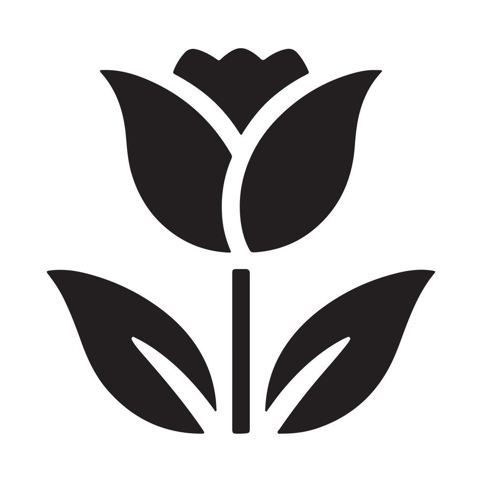 tulip flower silhouette - flat design icon with a white background vector