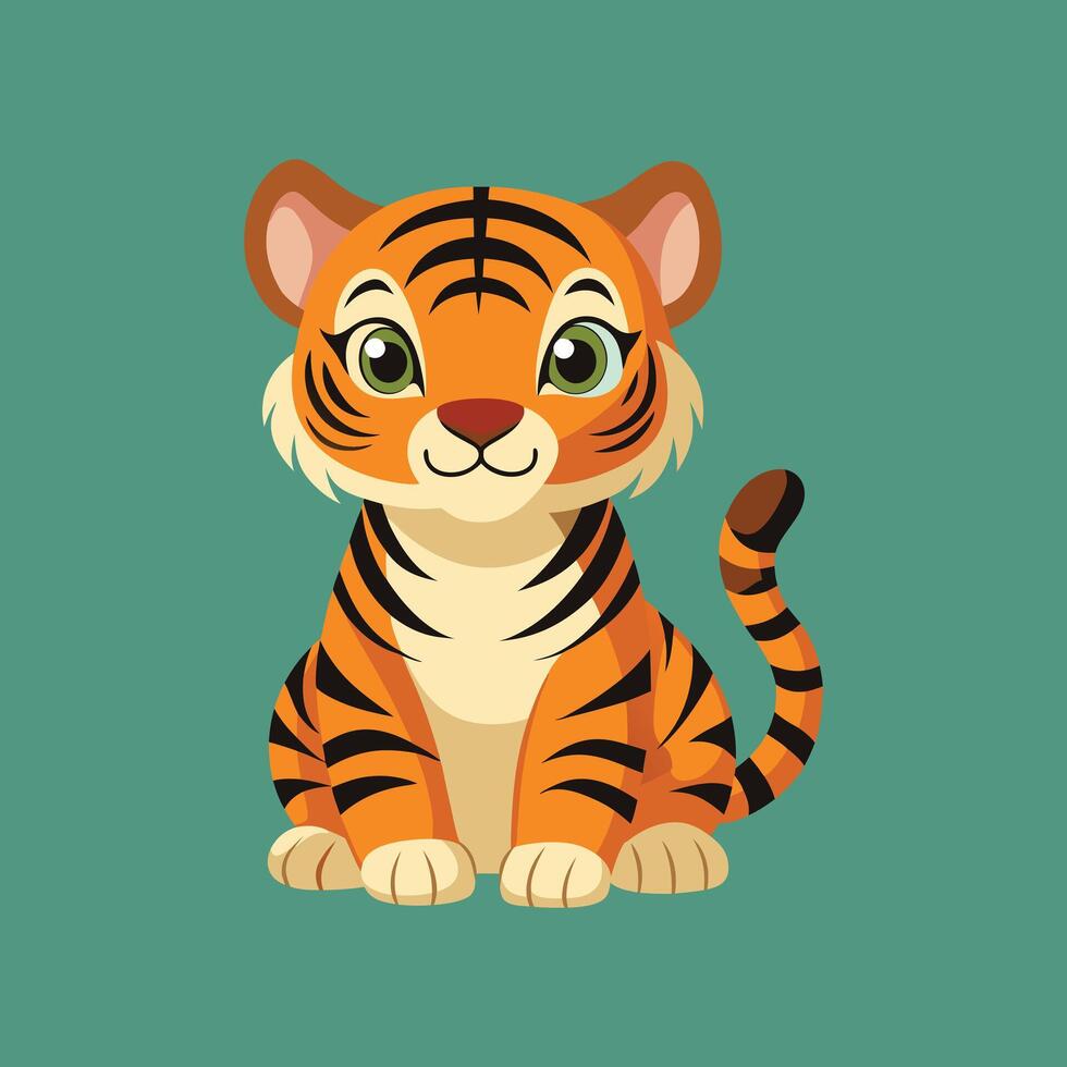 Cute baby tiger cartoon, illustration for your design vector