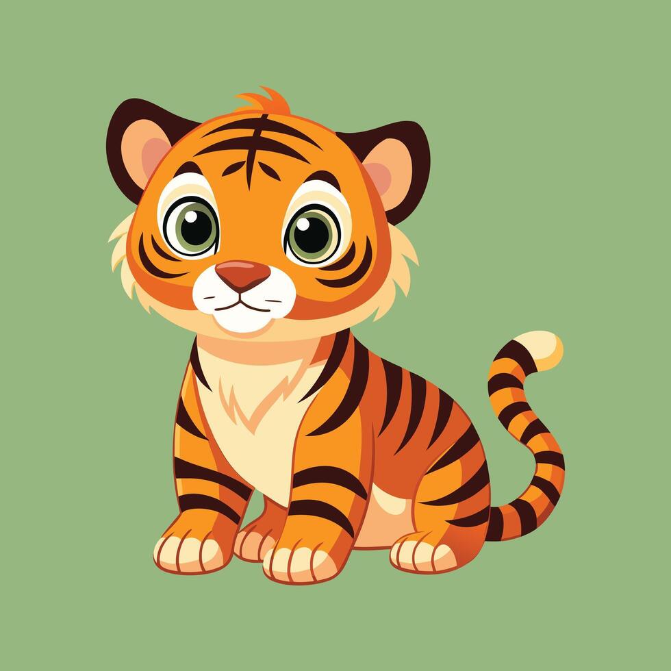 Cute baby tiger cartoon, illustration for your design vector