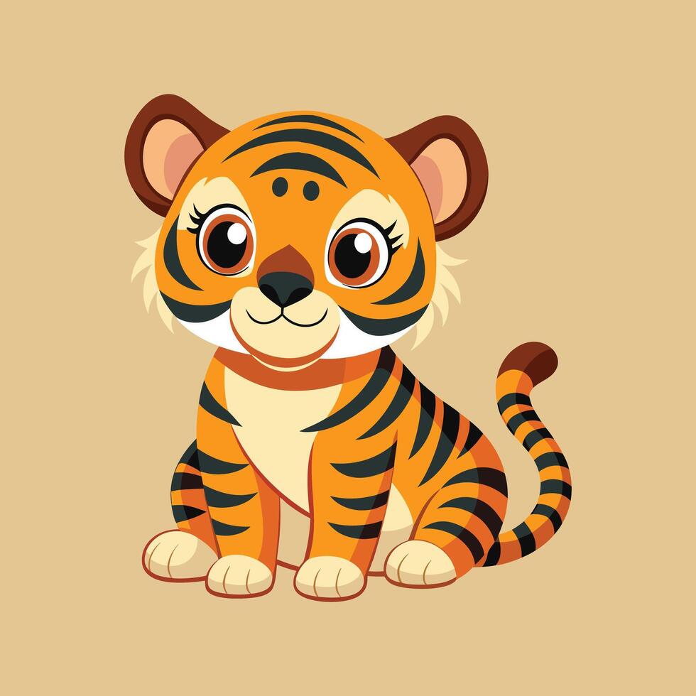 Cute baby tiger cartoon, illustration for your design vector