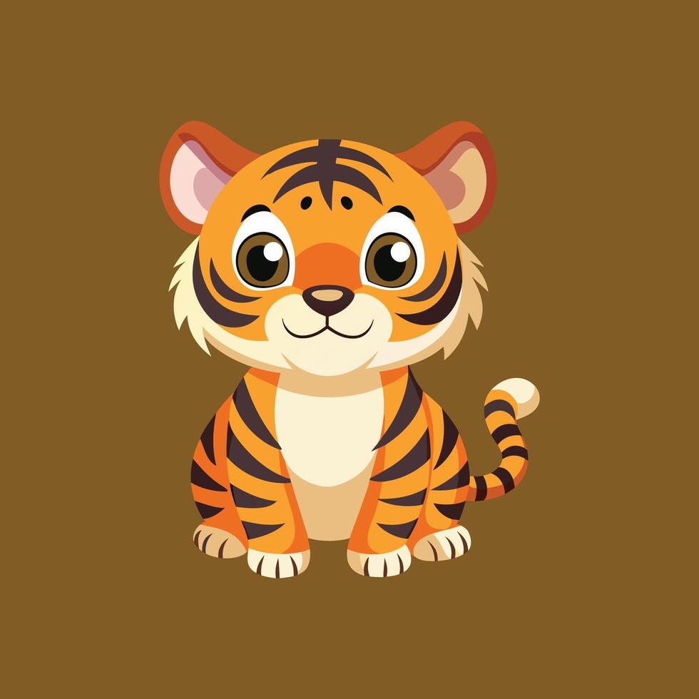 Cute baby tiger cartoon, illustration for your design vector