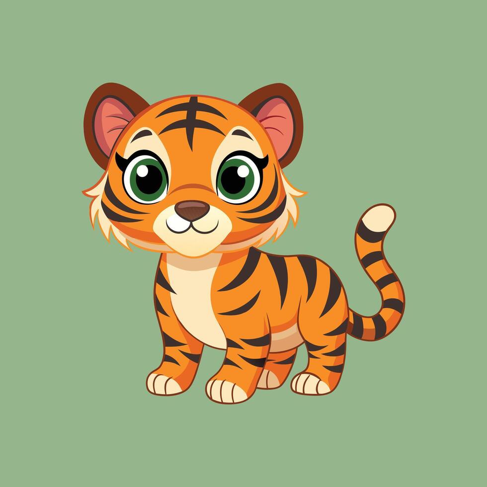 Cute baby tiger cartoon, illustration for your design vector
