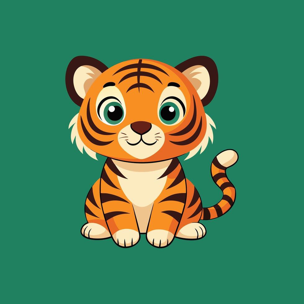 Cute baby tiger cartoon, illustration for your design vector