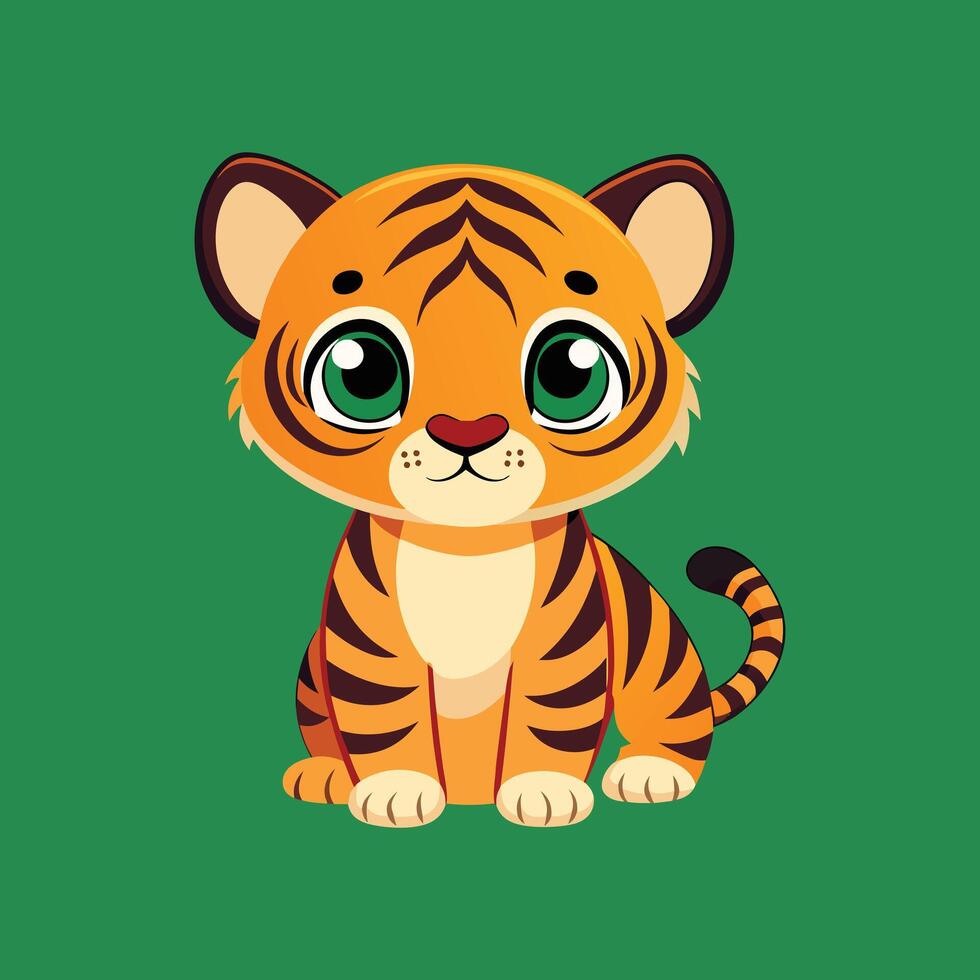 Cute baby tiger cartoon, illustration for your design vector