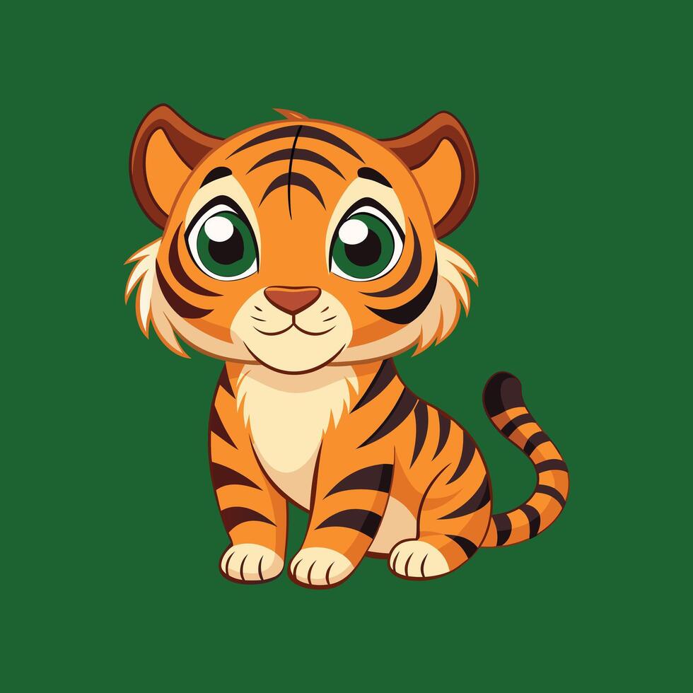 Cute baby tiger cartoon, illustration for your design vector
