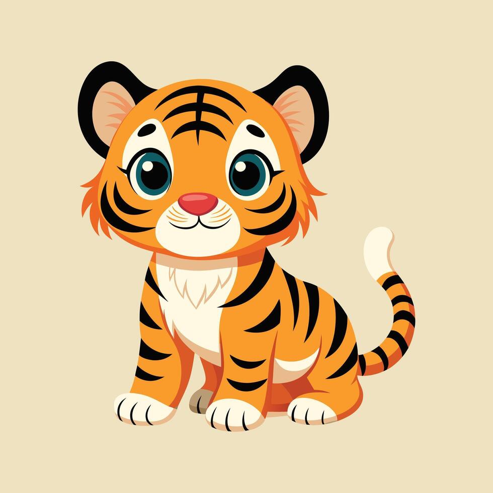 Cute baby tiger cartoon, illustration for your design vector