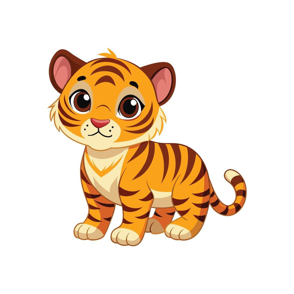 Cute baby tiger cartoon, illustration for your design vector