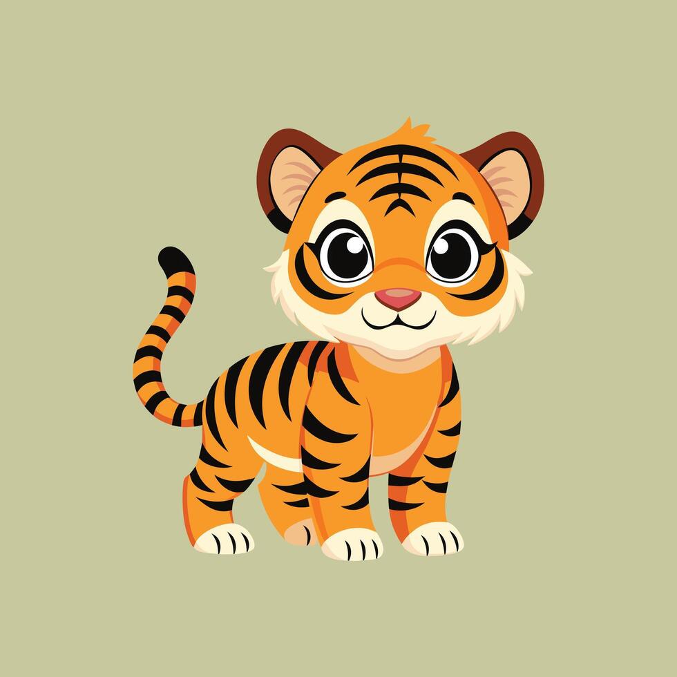 Cute baby tiger cartoon, illustration for your design vector