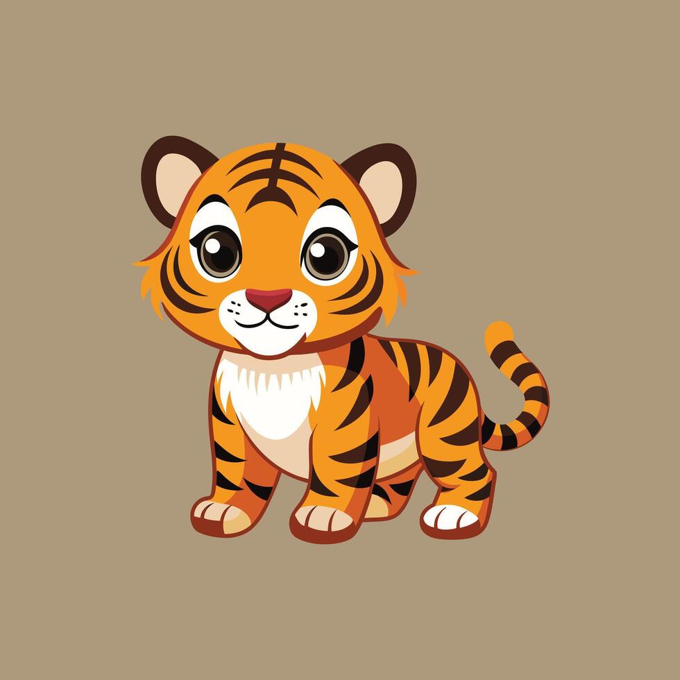 Cute baby tiger cartoon, illustration for your design vector