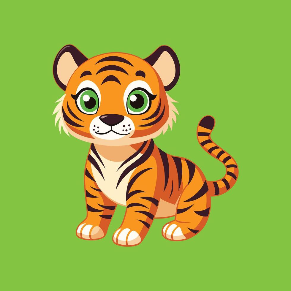 Cute baby tiger cartoon, illustration for your design vector