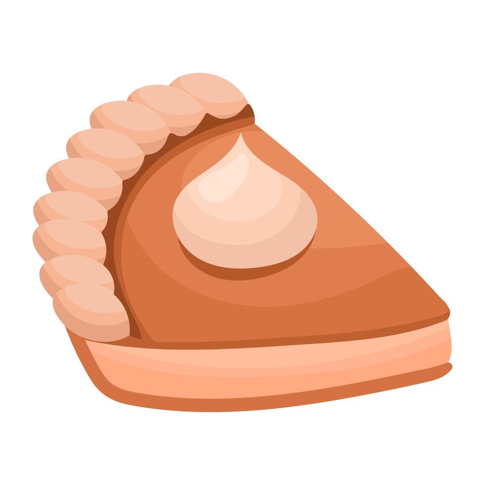 A piece of cake or pumpkin pie on a white background. Autumn dish illustration vector