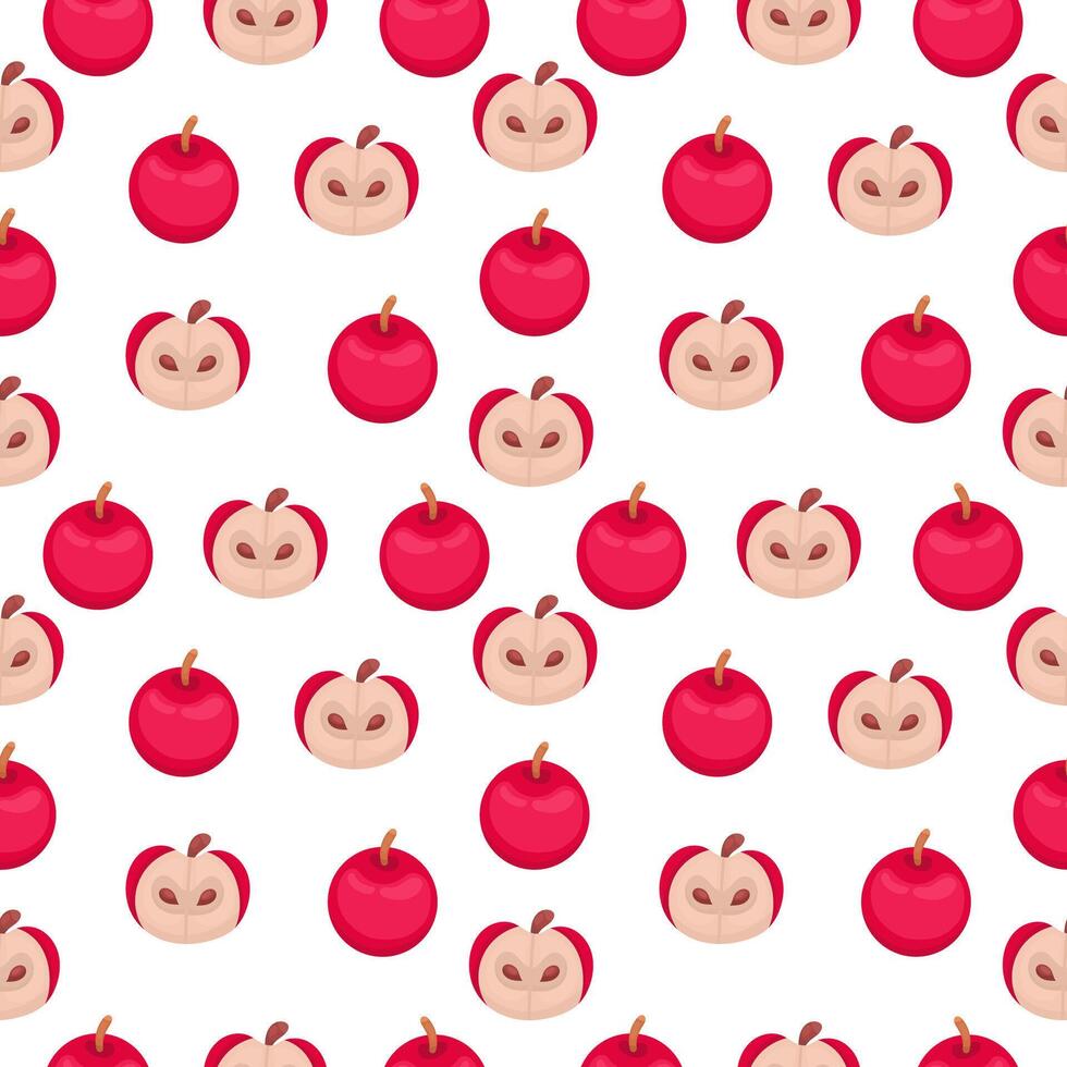 Seamless pattern with apples on a white background. Fruit background vector