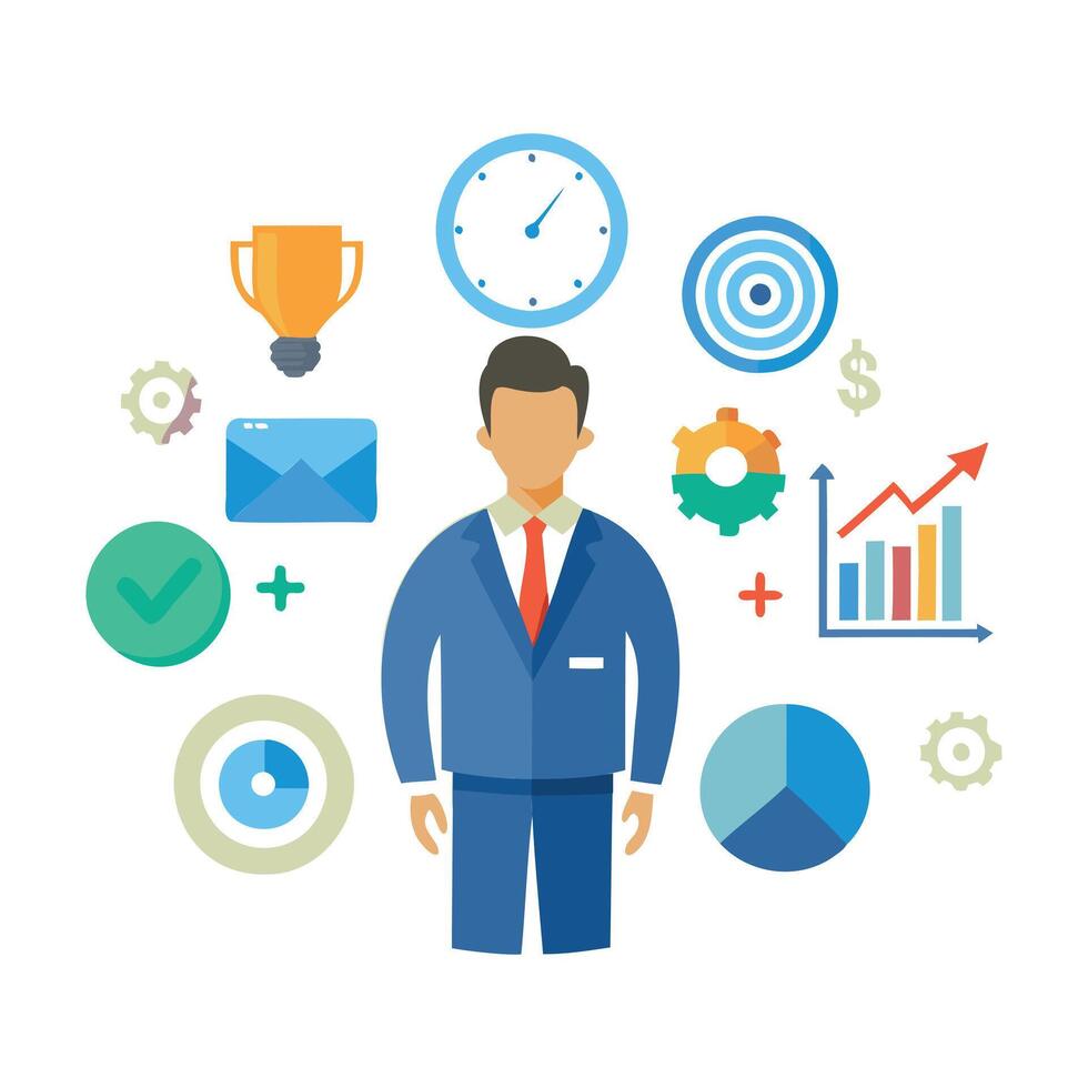 Business Professional with Success Icons vector