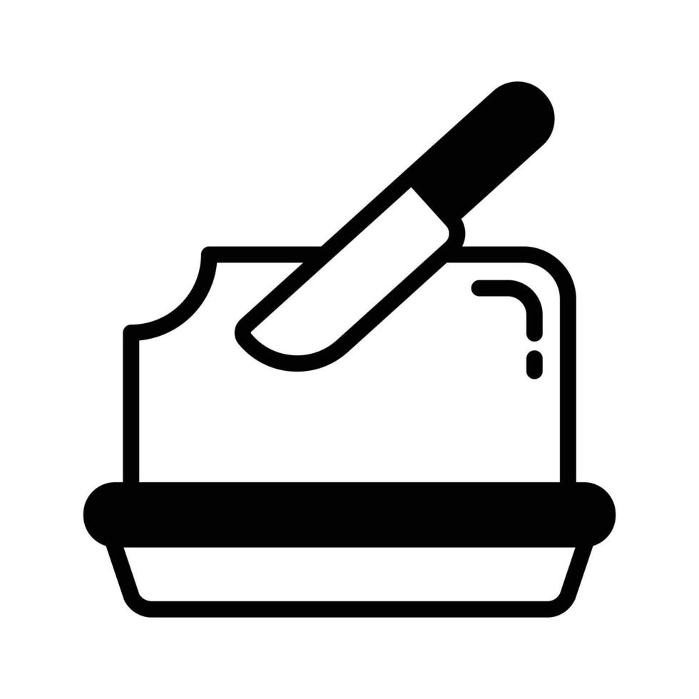 Culinary butter with breakfast knife, butter block icon design vector
