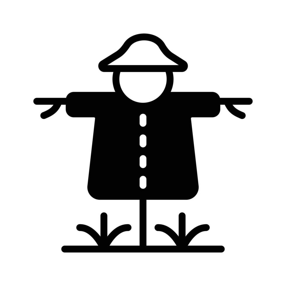 A scarecrow icon showing farm protection, agricultural tradition, and rural landscape decoration. vector