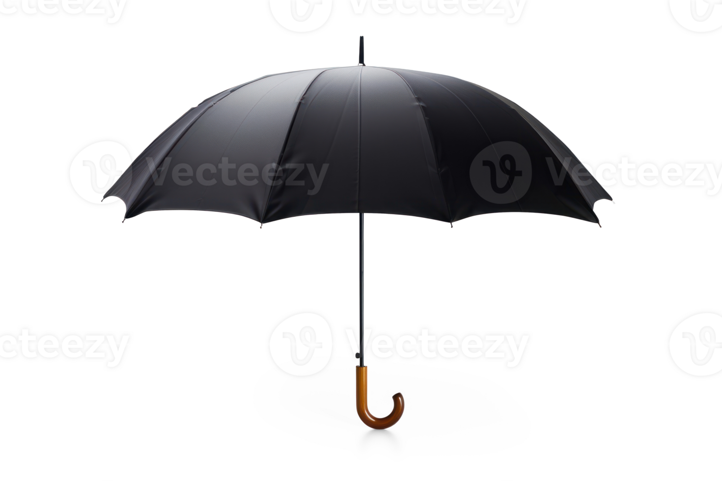 an umbrella with a wooden handle on a transparent background png