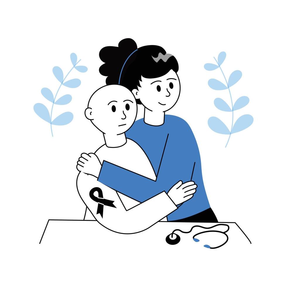 Give a try to this sketchy illustration of cancer patient vector