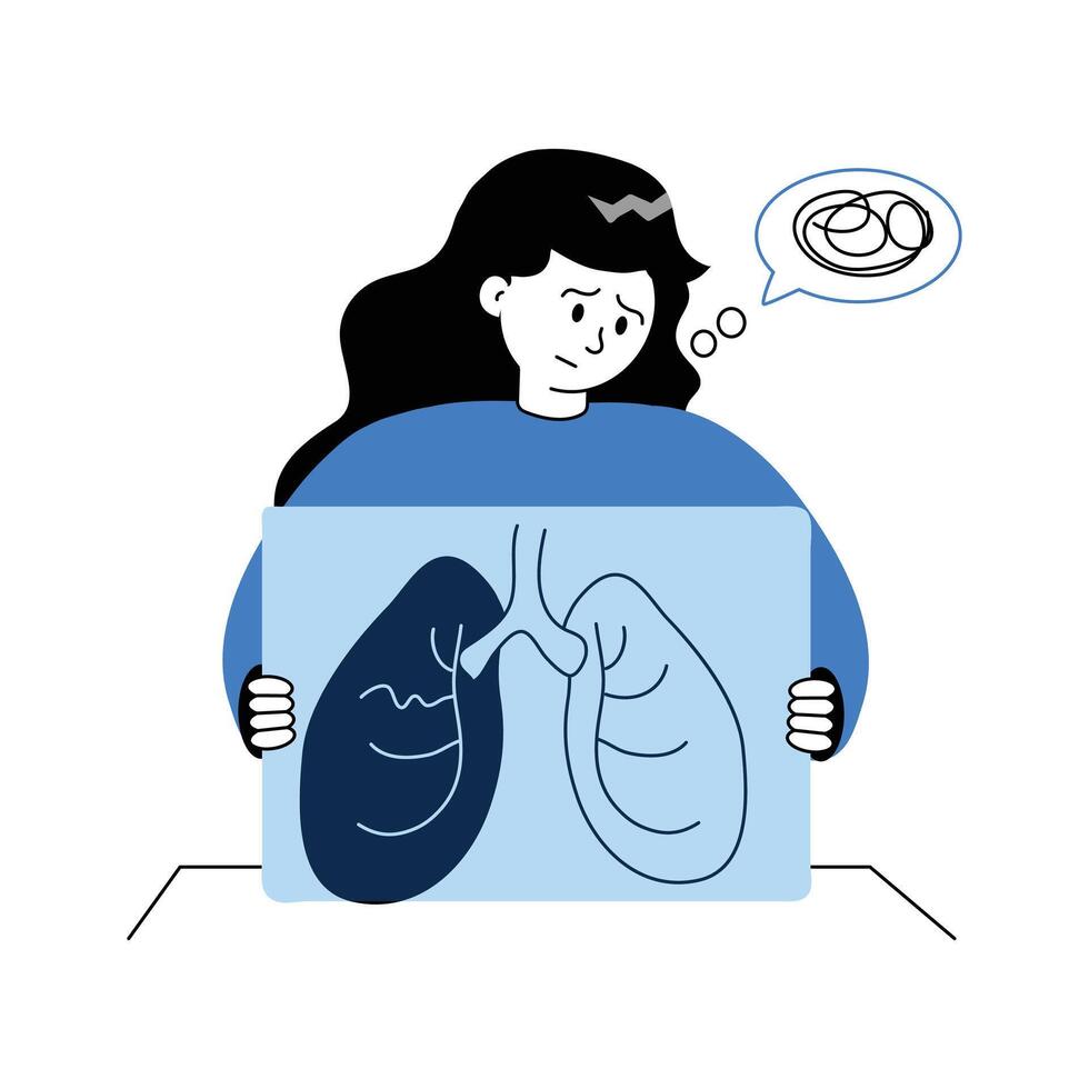 A hand drawn illustration of lungs problem vector