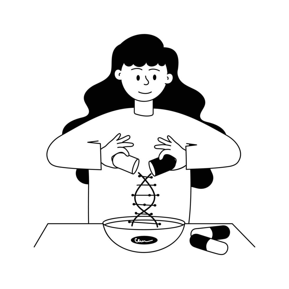 Have a look at this hand drawn illustration of DNA strand vector