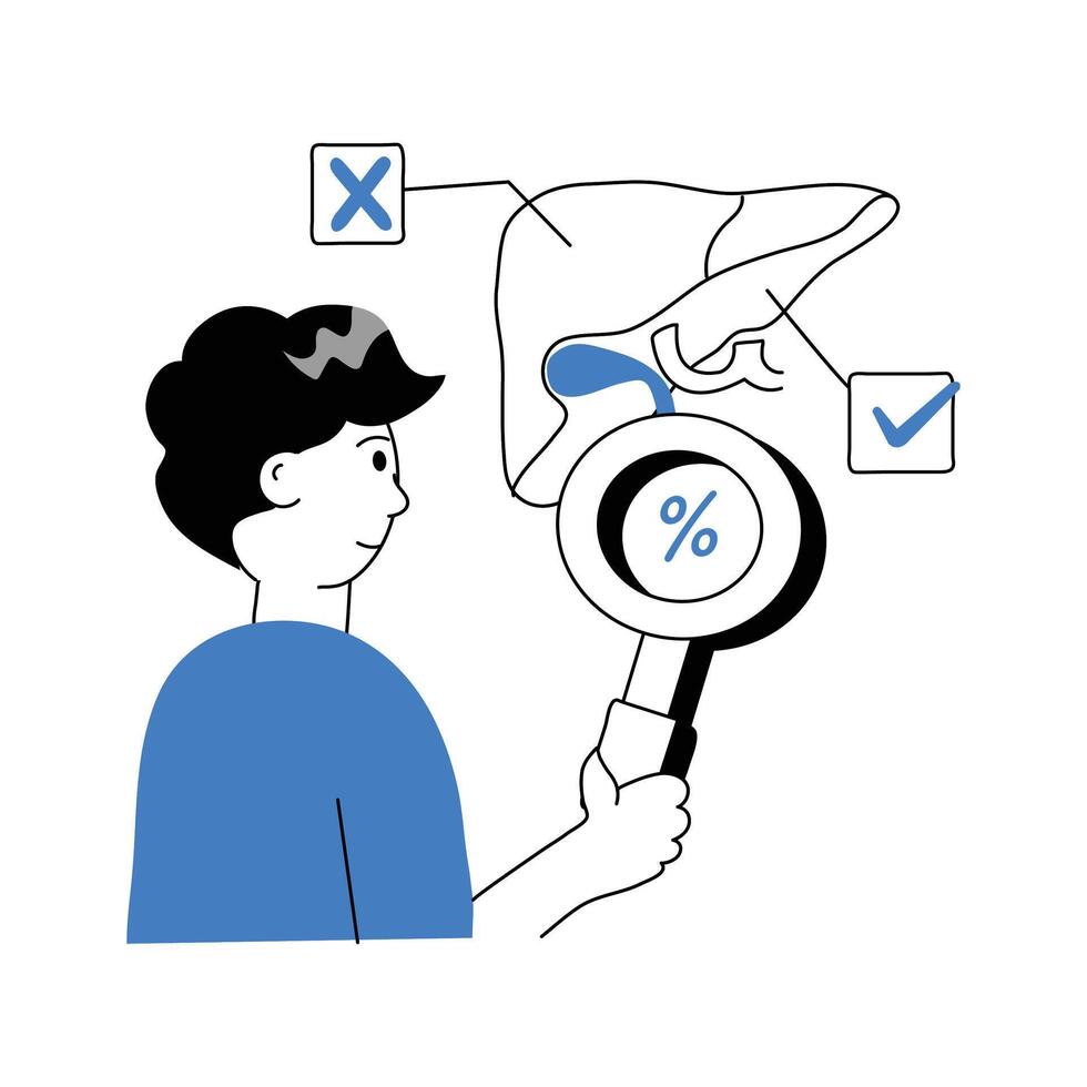 Modern concept of drawing illustration of liver checkup vector