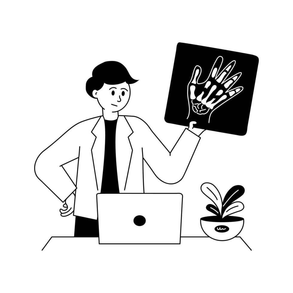 Get this amazing sketchy illustration of hand x ray vector