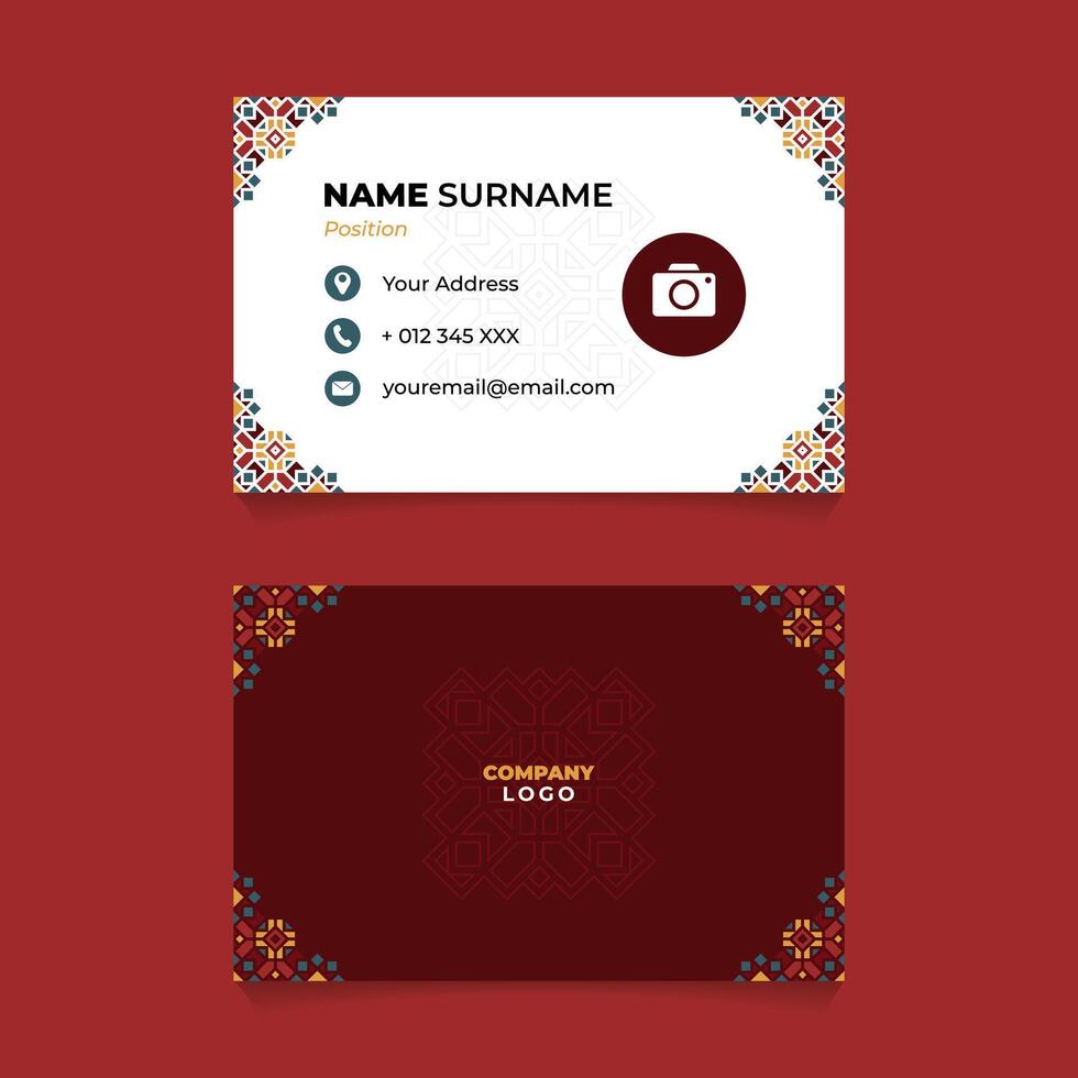 Islamic Oriental Geometric Name Card Design for Business or Company vector