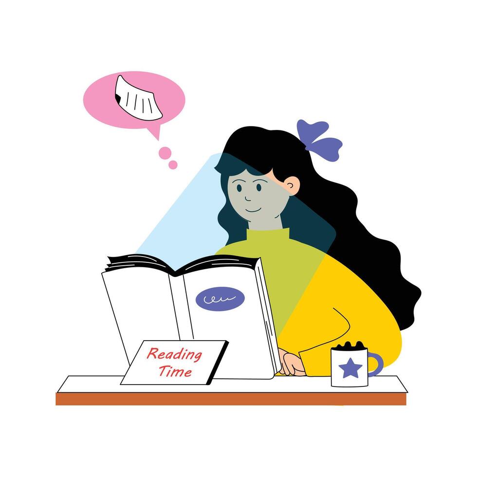 Premium quality flat illustration of book reading vector