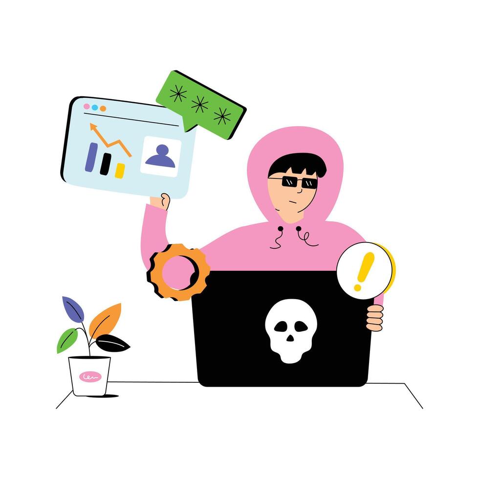 Modern concept of flat illustration of website hacker vector