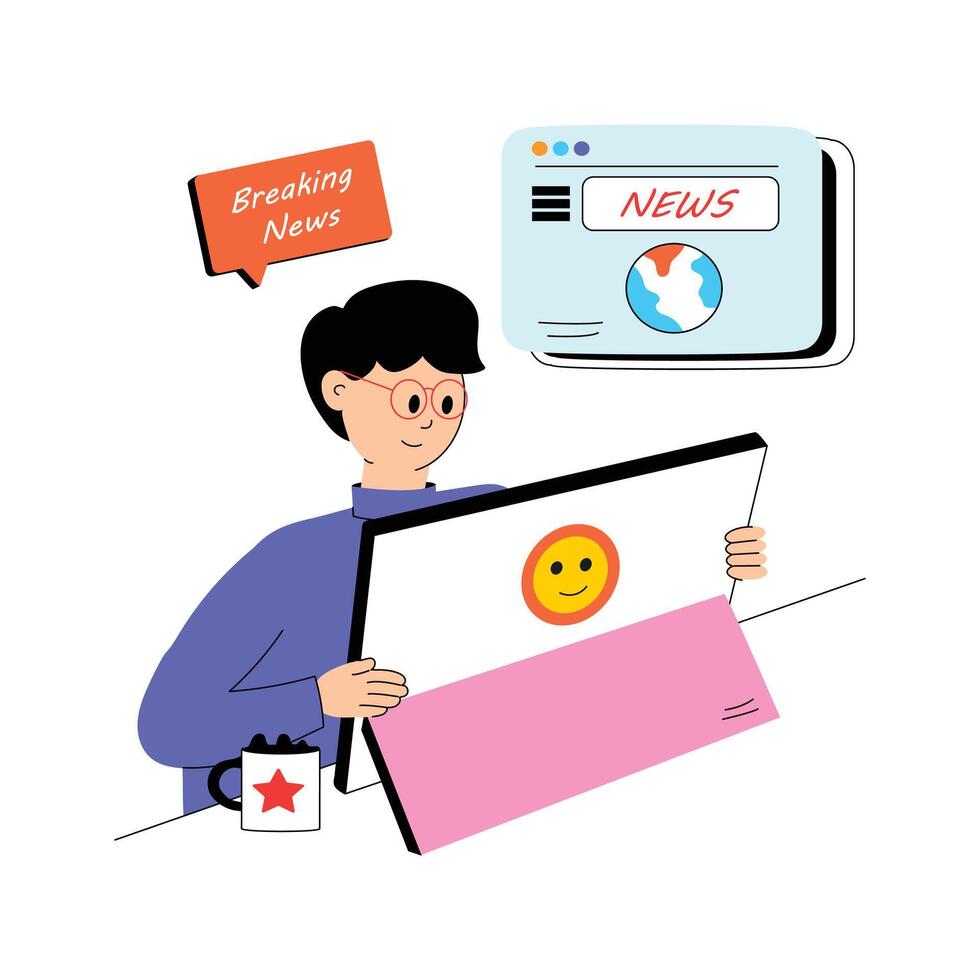 Unique design flat illustration of online news vector