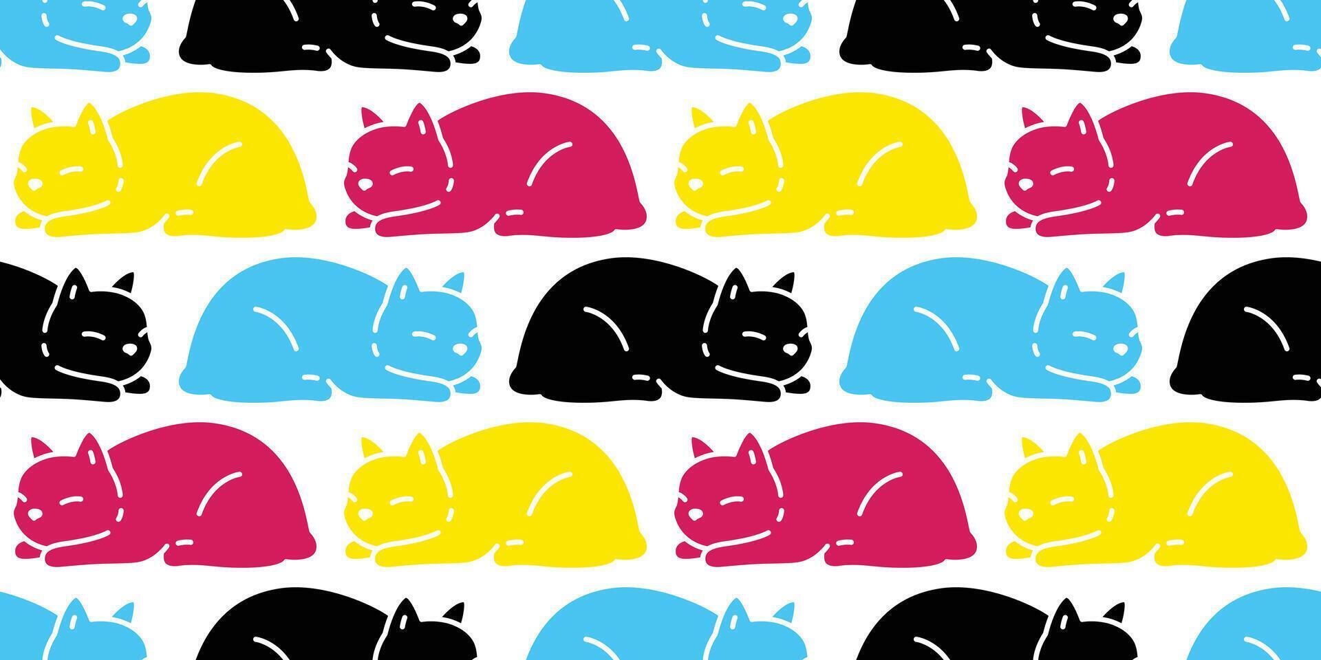 cat seamless pattern kitten calico sleeping sleep neko breed character cartoon pet tile background repeat wallpaper gift wrapping paper animal doodle illustration vector