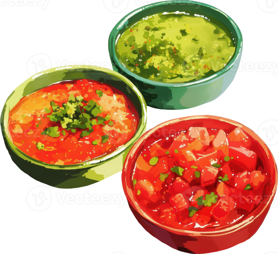 Assorted Salsas in Bowls png