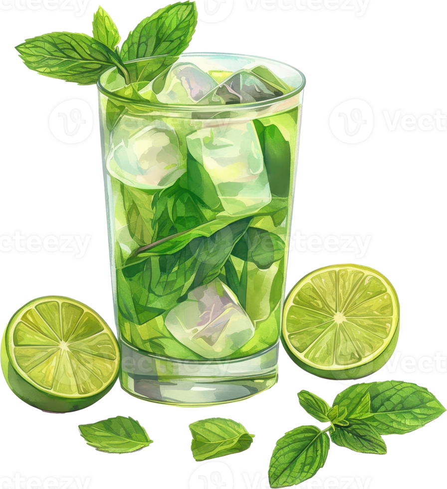 Mint Mojito with Lime and Ice png