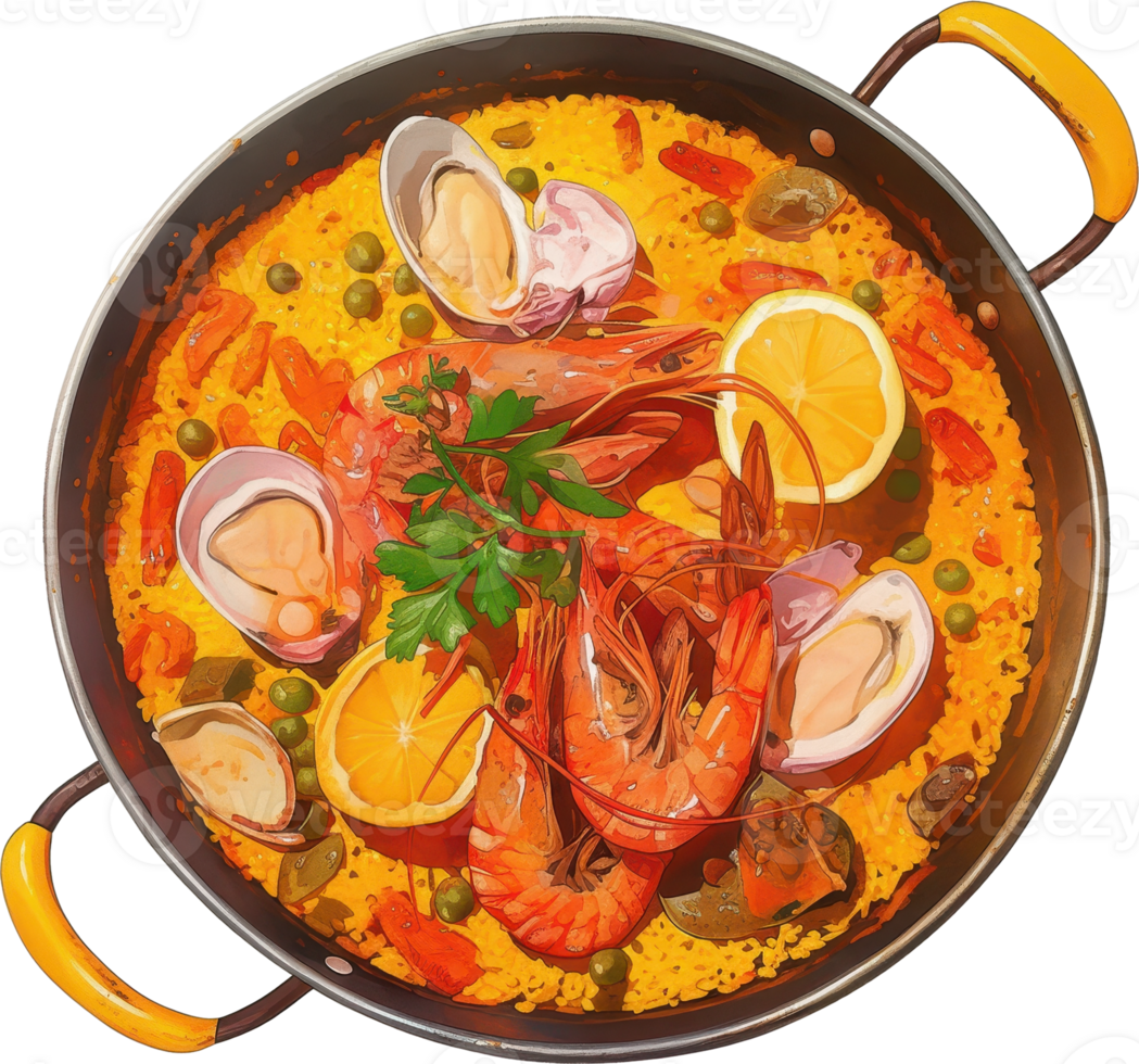 Seafood Paella with Lemon and Parsley png