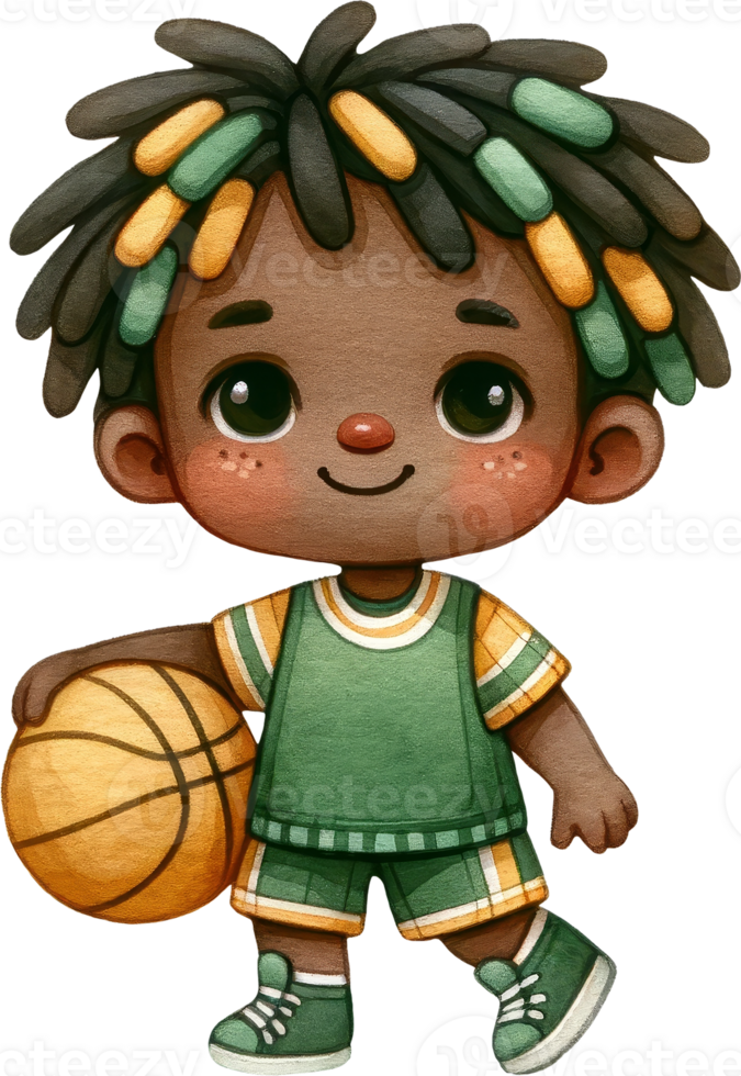 Cute Student Boy with Basketball in Hand png