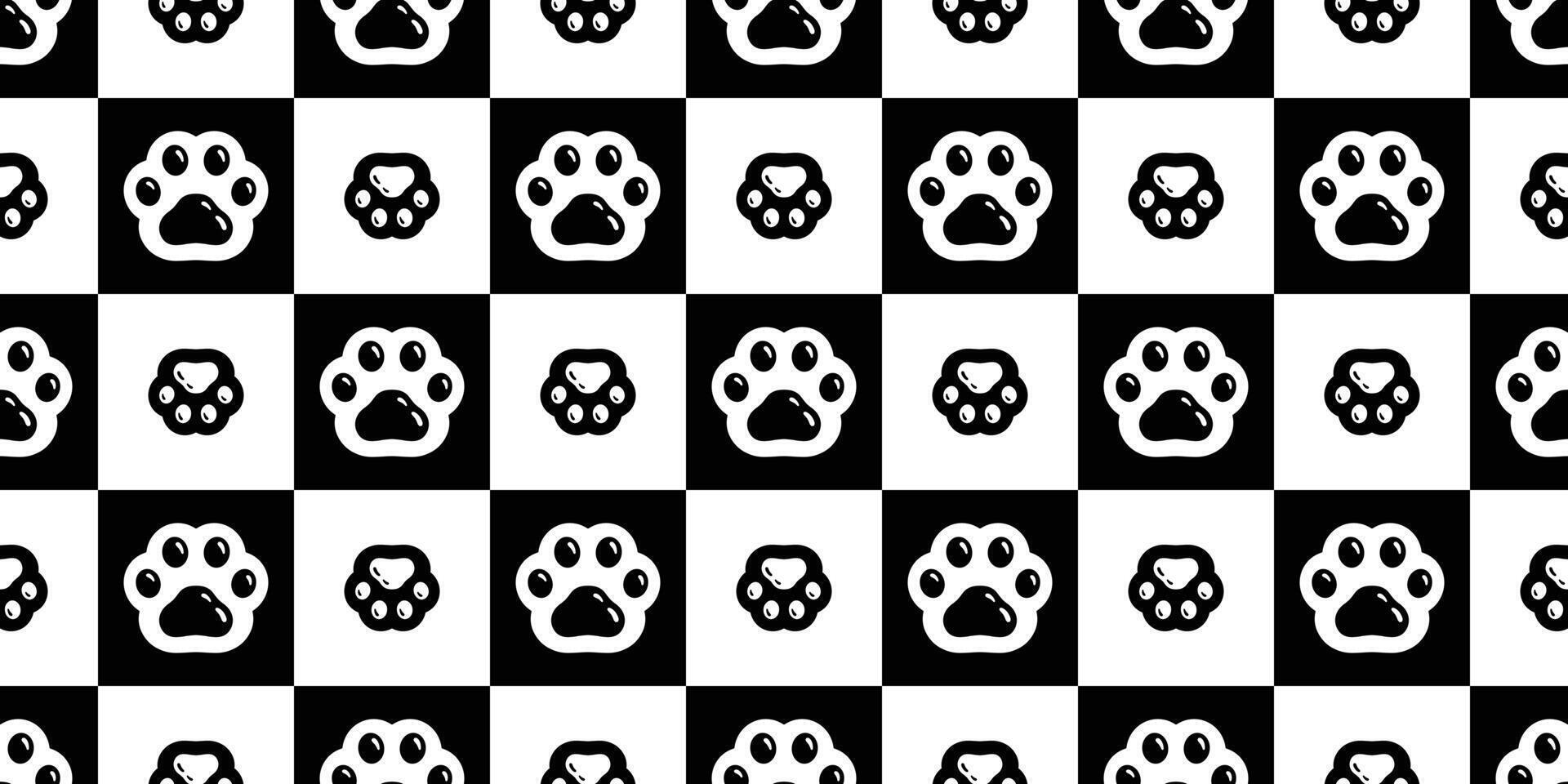 cat paw seamless pattern dog footprint checked kitten calico pet puppy breed cartoon repeat wallpaper gift wrapping paper tile background doodle illustration design isolated vector