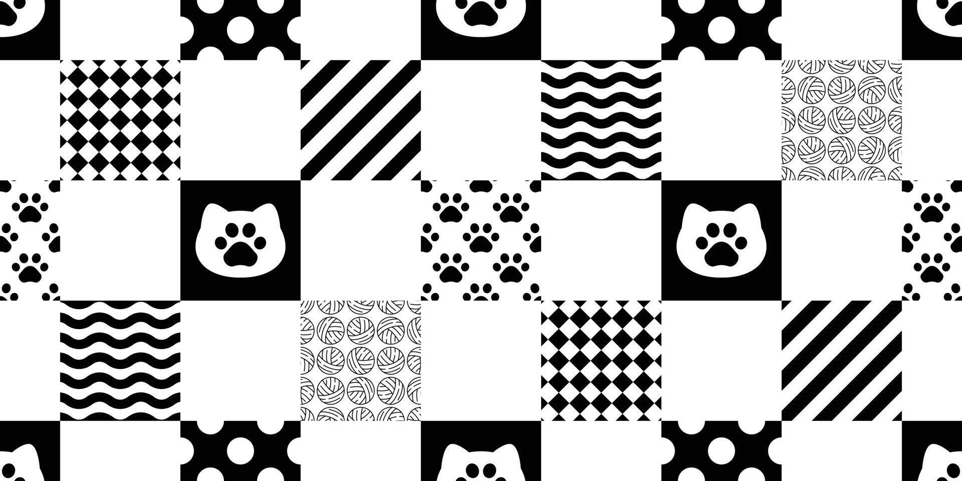 cat seamless pattern calico kitten checked tartan plaid neko breed character cartoon pet repeat wallpaper tile background animal doodle illustration scarf isolated design vector